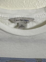 Calvin Klein CK Logo Graphic T Shirt Men’s XL White Relaxed Fit Cotton Crew Neck