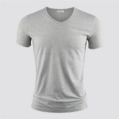 2026 Men’s T Shirt Pure Color V Collar Short Sleeved Tops Tees Men T-Shirt Black