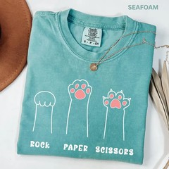 Funny Cat Paw T-Shirt Rock Paper Scissors Funny Animal Lover Graphic Shirt