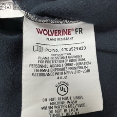 Wolverine FR Flame Resistant Shirt Mens 2XL Black Long Sleeve Pocket NFPA 2112
