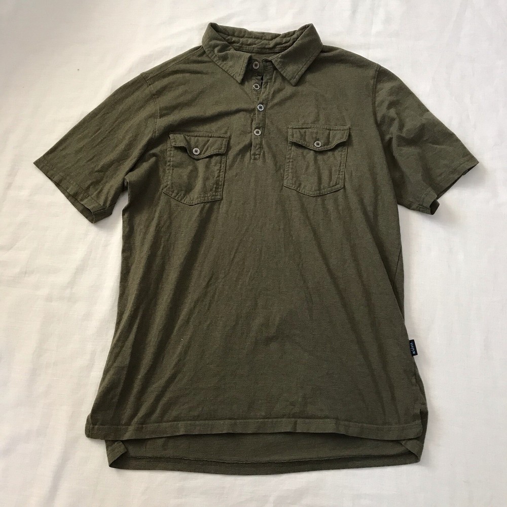 Kuhl Shirt Mens S Green Henley Pullover Mock Neck Short Sleeve Outdoor Button