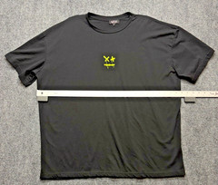MAN Black T-Shirt Men’s XL Neon Yellow Dripping Smiley Face Graphic Short Sleeve