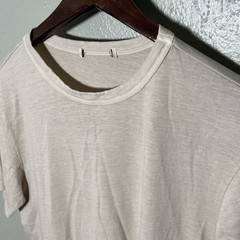 Buck Mason Beige Sand Curved Hem Tee Pima Cotton T Shirt Mens M – New w/ Defect