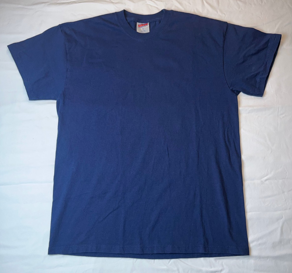 Soffe Navy Blue Short Sleeve BLANK T-Shirt – Cotton – Large – Made in USA