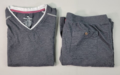 Tommy Bahama Mens Loungewear Set XL Gray V-Neck S/S Drawstring Shorts Pocket