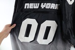 NOS Vtg Streetwear Mens Large Striped New York Hip Hop Spell Out Football Jersey