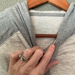 Flag & Anthem Madeflex Two-Tone Grey Hooded Henley Long Sleeve Top Size Small