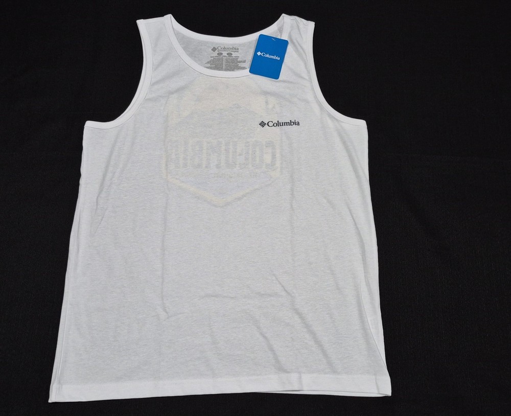 Columbia Men’s Outdoor Graphic White Tank Top Black Sleeveless Sports
