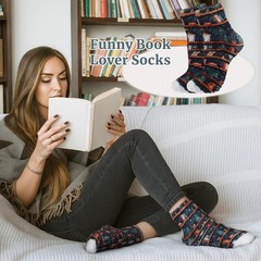 6 Pairs Book Lover Fuzzy Socks Winter Cozy Book Lover Socks Funny Bookish Gif…