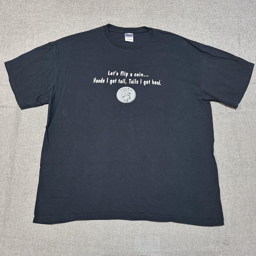 Gildan Shirt Mens XL Black Lets Flip A Coin Adult Humor Graphic Tee