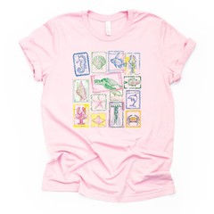 Beach Stamps Collage Comfort Tee Preppy Sea Ocean