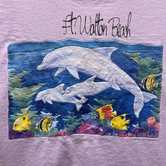 Vtg Dolphin Florida T Shirt Mens XL Fort Walton Beach Fish Graphic Light Pink SS