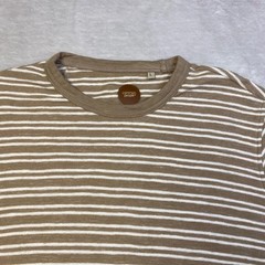 Common People Mens Striped T-Shirt Large Short Sleeve Casual Beige White