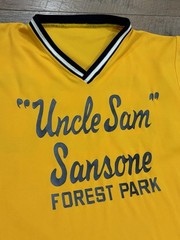 Vintage 70s 80s Uncle Sam 1890 Baseball Jersey Ringer Tee Yellow Medium USA