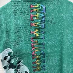 Vintage Revolution T Shirt Mens Skull Pile Punk AOP Y2K Large Green Foil
