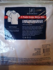 George Mens 2 Pack Short Sleeve Crew Neck Tee Tagless 💯 Cotton White SZ S 34-36