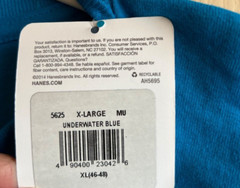 Hanes Mens XL Long Sleeve Tagless Essential-T Shirt 100% Cotton Underwater Blue