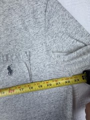 POLO RALPH LAUREN CREW T-SHIRT L GRAY LONG SLEEVE POCKET Embroidered PONY Logo