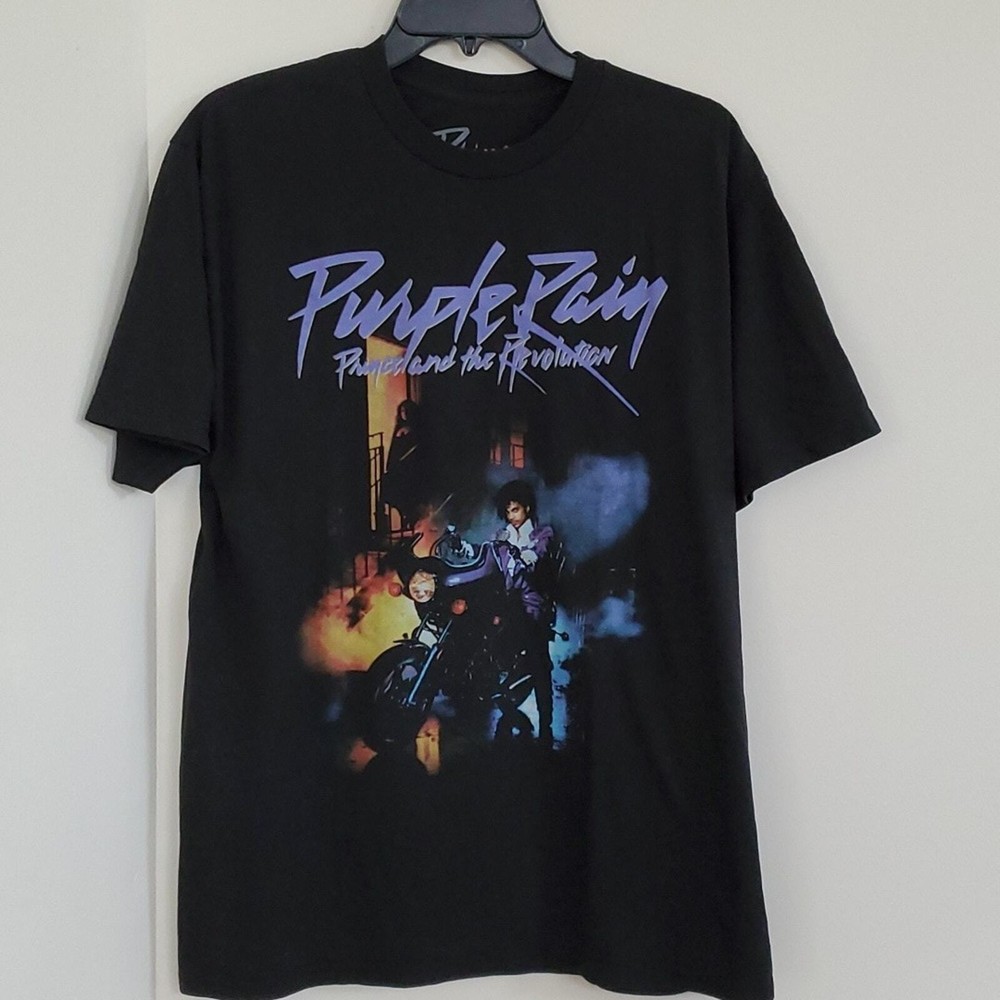 Prince Purple Rain Size L Black/Purple T-Shirt