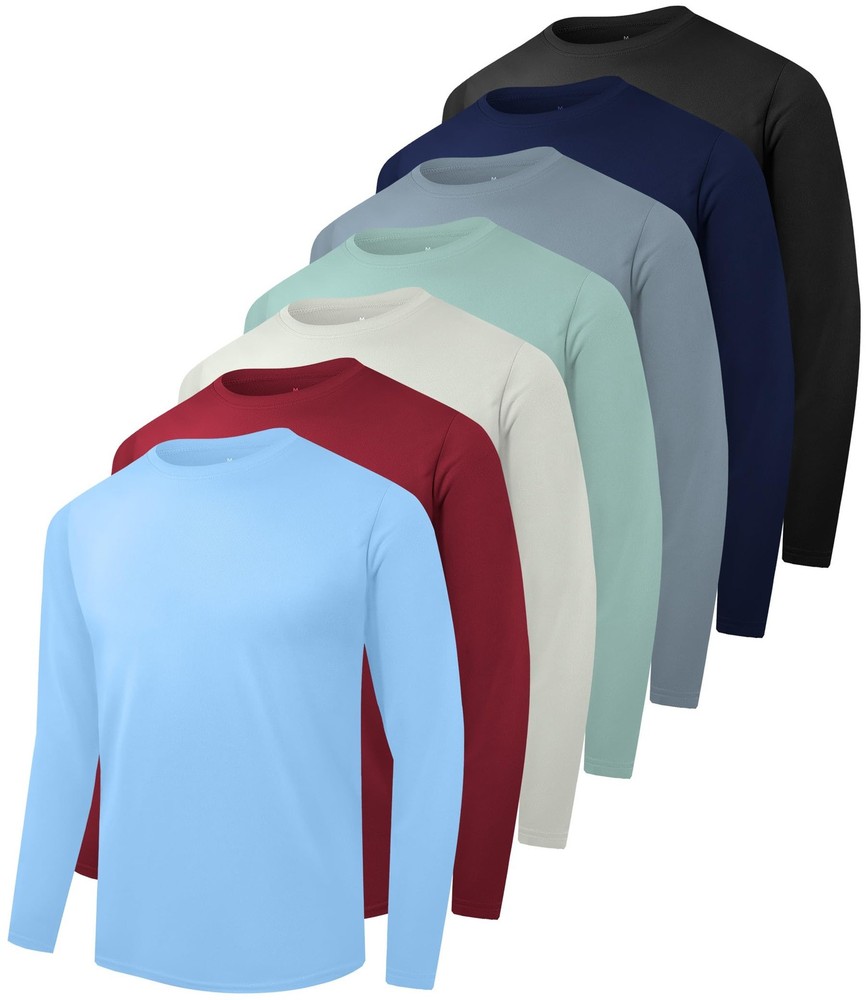 Kinglaman 7 Pack Men Dry Fit Workout Long Sleeve Athletic Gym UPF SPF UV Sun …