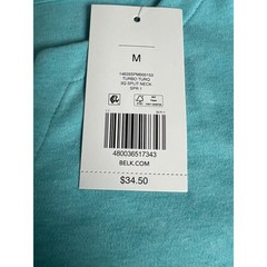 Kim Rogers Split Neck Top Men Medium Turbo Turq 3/4 Sleeve Soft Knit Casual F03