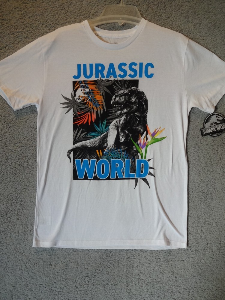 Jurassic World Screen Print T-Shirt White Universal City Studios Medium New