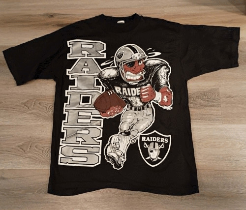 Los Angeles Raiders T-Shirt Men Large Double Sided Gemrock Tag 80s 90s RARE