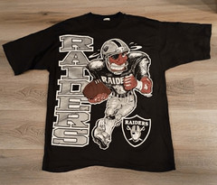 Los Angeles Raiders T-Shirt Men Large Double Sided Gemrock Tag 80s 90s RARE