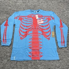 LRG Dead Serious Shirt Mens 2XL Blue Skeleton Lifted Research Group Kanye Glow