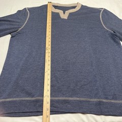 Men’s Henley Longsleeve Shirt Lightweight V Neck Pullover Navy Blue Size XL