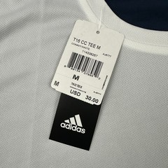 Adidas Shirt Men Medium Collegiate Navy White T16 CC Tee Athletic Training Gym M