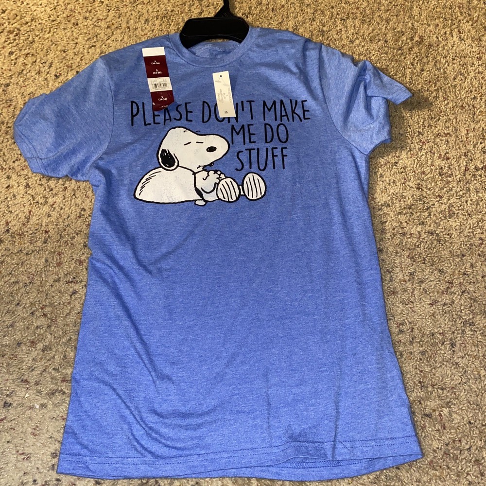 License Peanuts Snoopy Men’s Short Sleeve Graphic T-Shirt, Blue Size S(34-36)