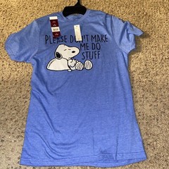 License Peanuts Snoopy Men’s Short Sleeve Graphic T-Shirt, Blue Size S(34-36)