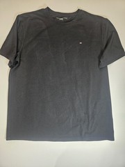 Tommy Hilfiger Shirt Mens XL Black Small Flag Logo Crewneck Casual Stretch Basic