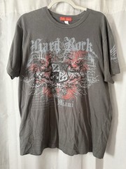Hard Rock Cafe Shirt Mens Large Gray Maui Crest Skull Graphic Dragons Tee