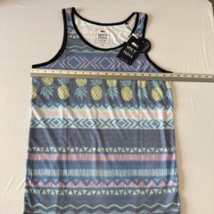 Spicy Tuna NWT Tropical Pineapple Stretch Tank Top S Beach Resort Hawaii Coastal