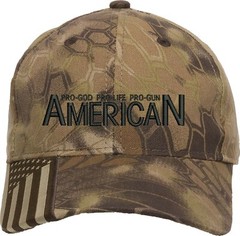 ProGod ProLife ProGun 1Col Embroidered Structured Adjustable US Flag on bill Hat