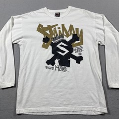 Vintage Stussy Shirt Mens XL White Long Sleeve Old Skool Flavor Graphic 90s
