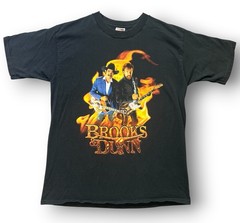 Vintage Brooks & Dunn Electric Rodeo Tour T Shirt L Black Country Concert Flames