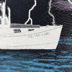 Vtg Gildan Black XL Tangier Island Virginia Lightning Boat Graphic East Coast