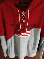 HUDSON OUTERWEAR Men’s Size L Hooded L-Sleeve Shirt Patriotic Graphics…