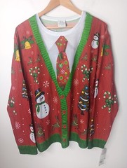 Ugly Christmas 3D All Over Print Long Sleeve T Shirt Men’s Large Snowman NWT