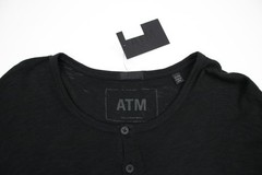 ATM Anthony Thomas Melillo Henley T Shirt Mens XL Black Cotton Long Sleeve