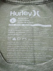 Mens Hurley S/S Shirt Green Gray L( 42in chest 28in Length) Large Logo