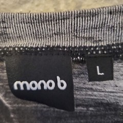 Mono B Mens T-shirt Bleach Wash Stipes 100% Cotton Black Men’s Size L Large
