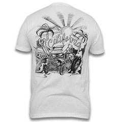 Men’s Long Beach California Surfing Buggy Tattoo Lowbrow Art White Tee T-shirt