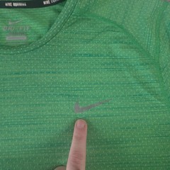Nike Shirt Mens Large Green Dry Miler Short Sleeve Heathered Reflective Running