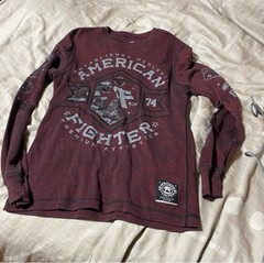American Fighter Men’s Long Sleeve Deep Red Thermal Shirt, Size Large