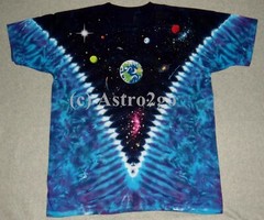 SPACE TOP–Liquid Blue Tie Dyed 2 sided Astronomy Science Planets T shirt M-8XL