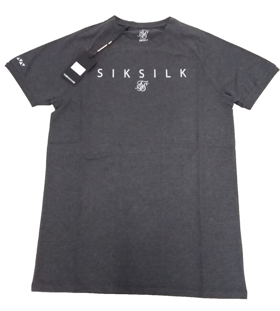 SikSilk Men’s Brand Carrier Tee – Charcoal Marl – Extra Small